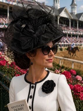 Vintage Black Organza Derby Church Hat